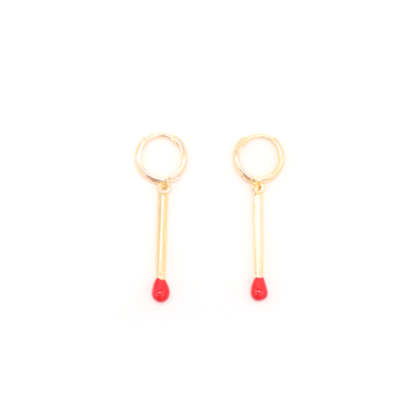 Penny Foggo Earrings Matchstick Red Gold