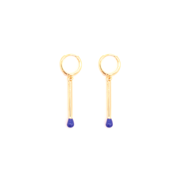 Penny Foggo Earrings Matchstick Blue Gold