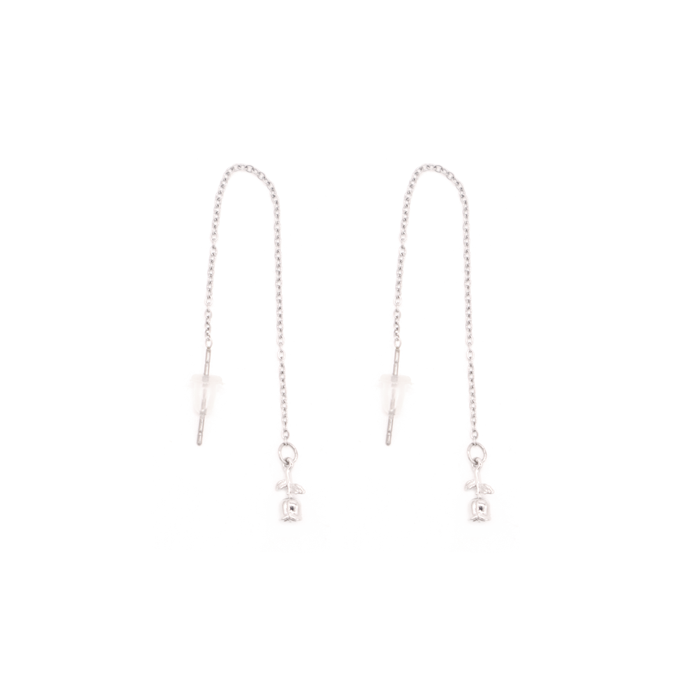 Penny Foggo Earrings Threaders Rose Silver