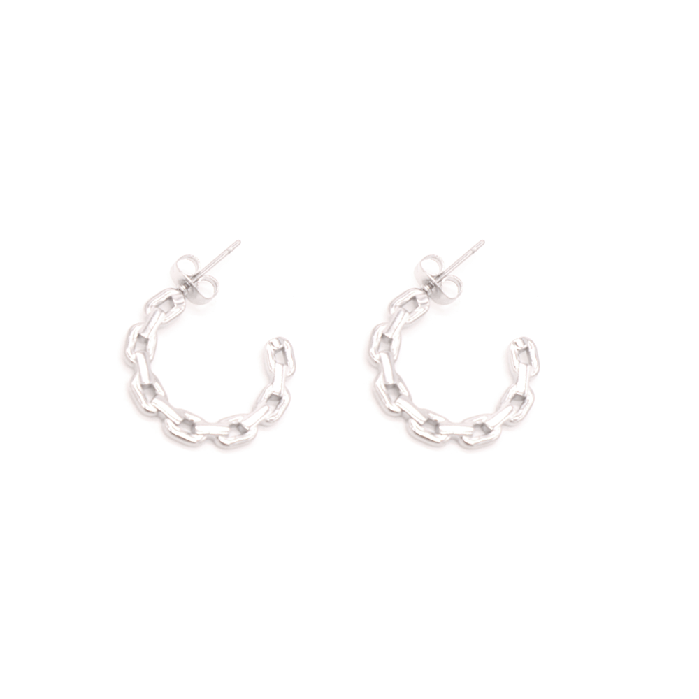 Penny Foggo Earrings Half Hoop Chain Silver