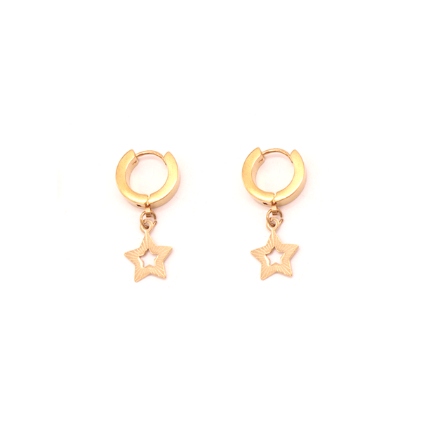 Penny Foggo Earrings Huggie Hoops 5 Point Twinkly Star Gold