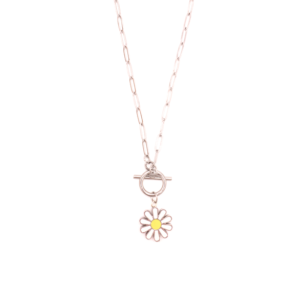 Penny Foggo Necklace Paperclip Chain with Toggle and Daisy Silver