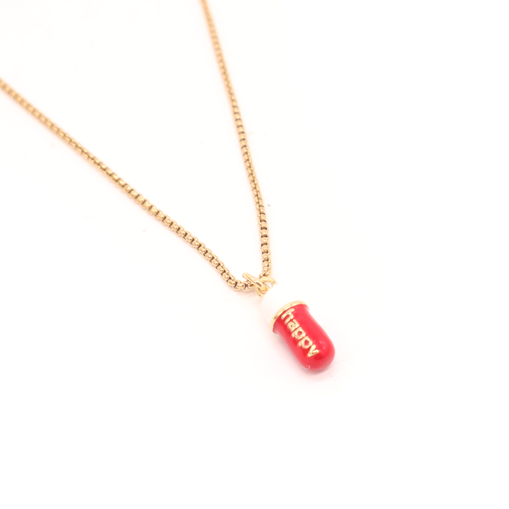 Penny Foggo Necklace Happy Pill Red Gold