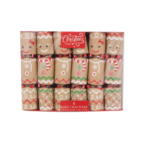 Mini Christmas Crackers Gingerbread Pack of 6