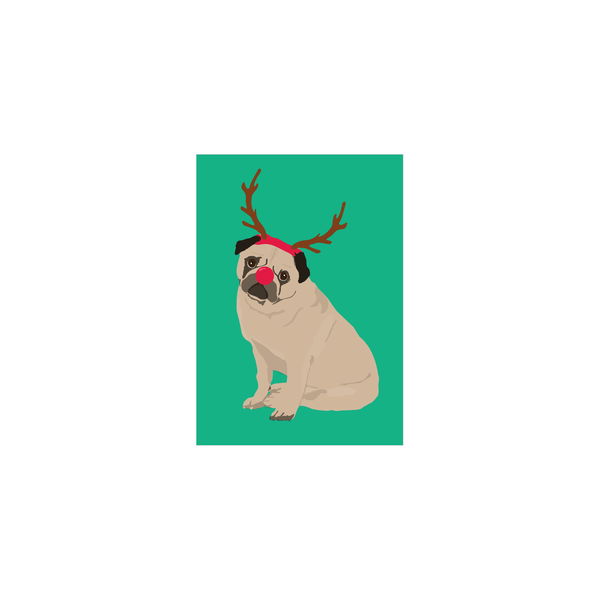 eminentd Mini Christmas Card Rudolf Pug