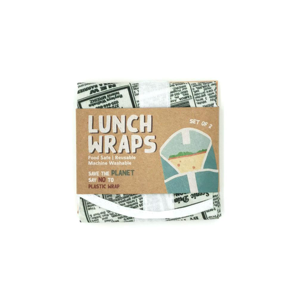 100% NZ Lunch Wraps Retro Newspaper Set of 2