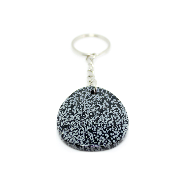 Semi Precious Gemstone Keyring Snowflake Obsidian