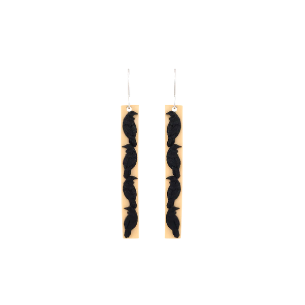 Tania Tupu Earrings Tūī Tūī Tūī Long  Cream