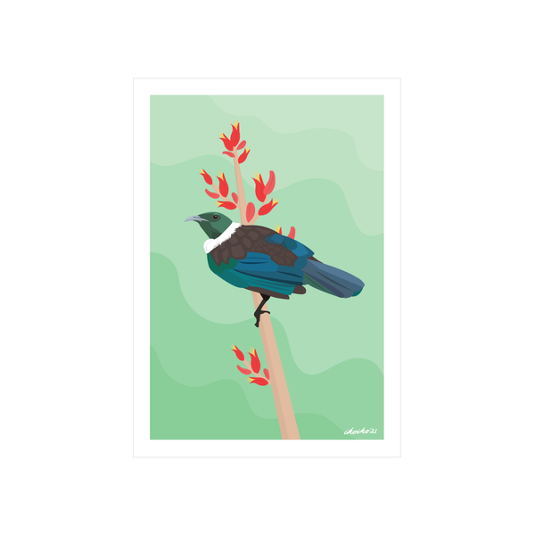 eminentd A4 Art Print NZ Bird Tūī