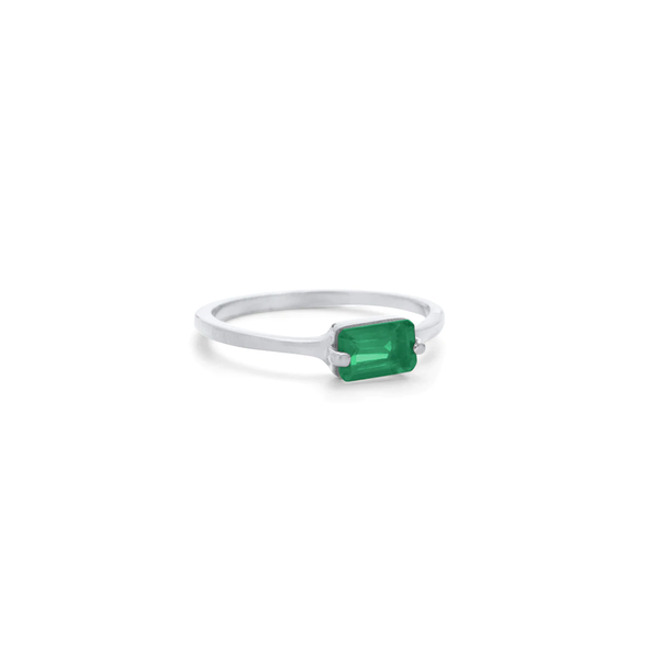 Kerry Rocks Baguette Ring Green Onyx Silver