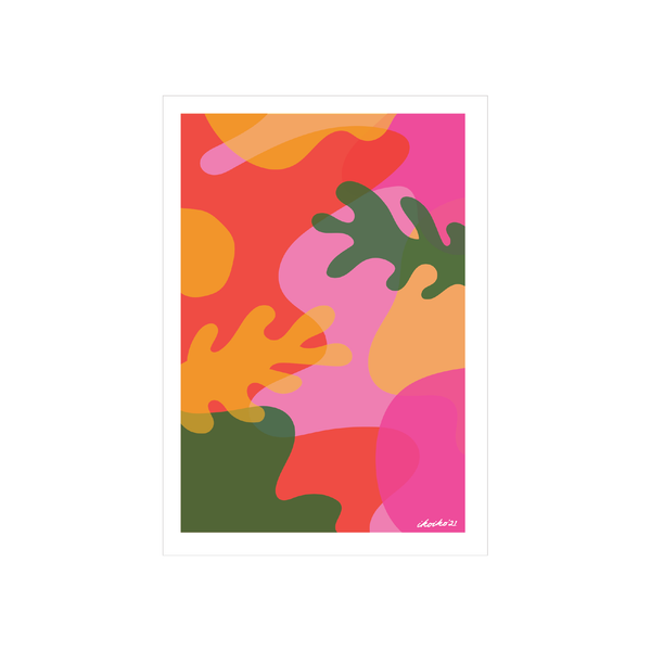 eminentd A4 Art Print Abstract Reef Green and Pink