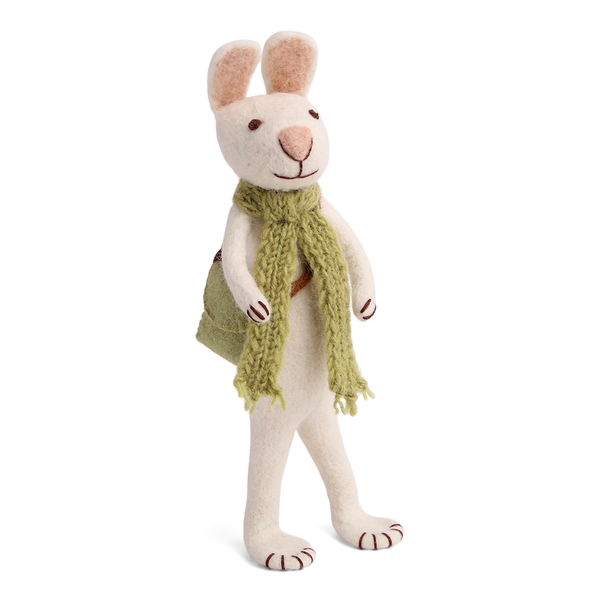 En Gry & Sif Fair Trade Felt Big Bunny White with Green Scarf