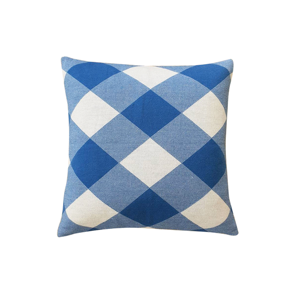 Hello Friday Cushion Check Blue