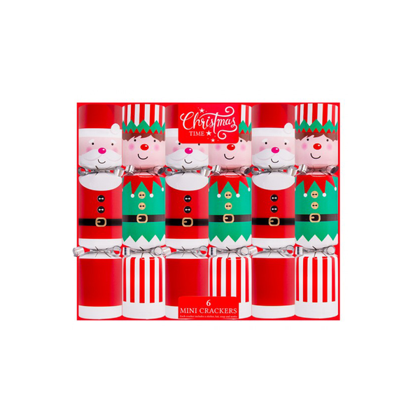 Mini Christmas Crackers Santa and Elf Pack of 6