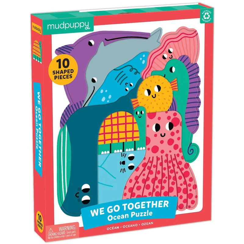 Mudpuppy We Go Together 10 Shaped Puzzle Pieces Ocean