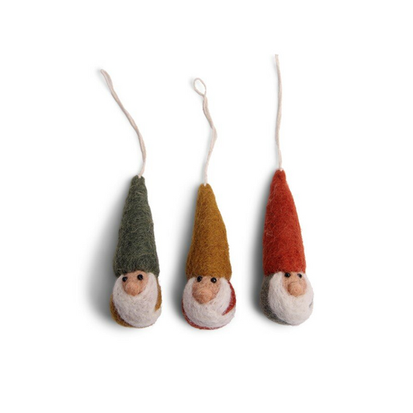 En Gry & Sif Fair Trade Felt Christmas Decoration Bright Gnome Head Assorted
