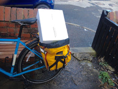 Box too big to fit in regular pannier.