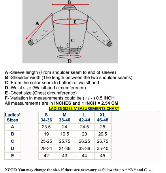 Ladies Chest Sizes