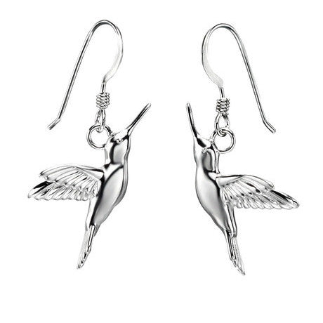 Sterling Silver - Hummingbird Earrings - Silver Drops - Silverado