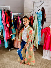 Kimono Style Jacket Paired with Denim