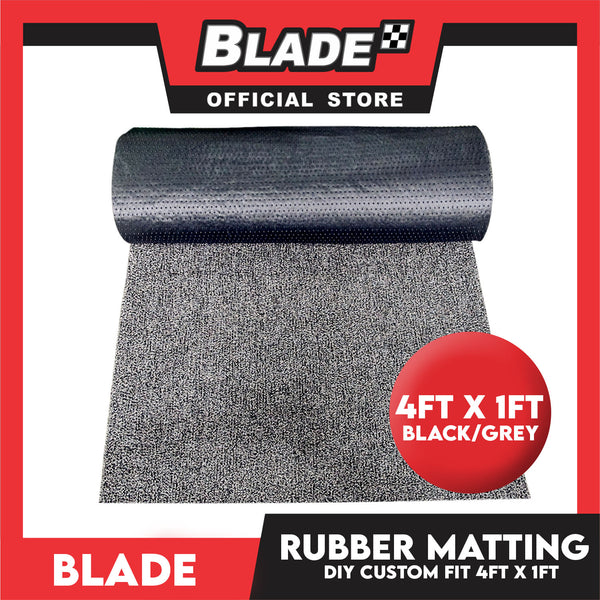 Blade Rubber Matting with Spike 4ft x 1ft (Black/Grey) -Customize Matting, Spaghetti Matting, Black Coil Mat and DIY Custom Fit for Car and Floor Mat
