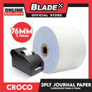 Croco 2PLY Carbonless CL00126 Journal 76MM x 70MM Refill Paper for Receipt POS Journal Printer