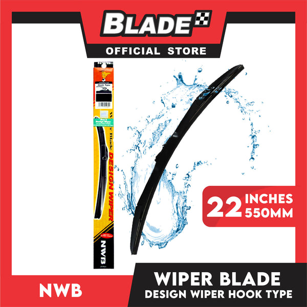 NWB Design Wiper Blade 22"/550mm NU-022L for Ford Ranger, Honda Accord, City, Hyundai Tucson, Kia Carnival, Mitsubishi Outlander