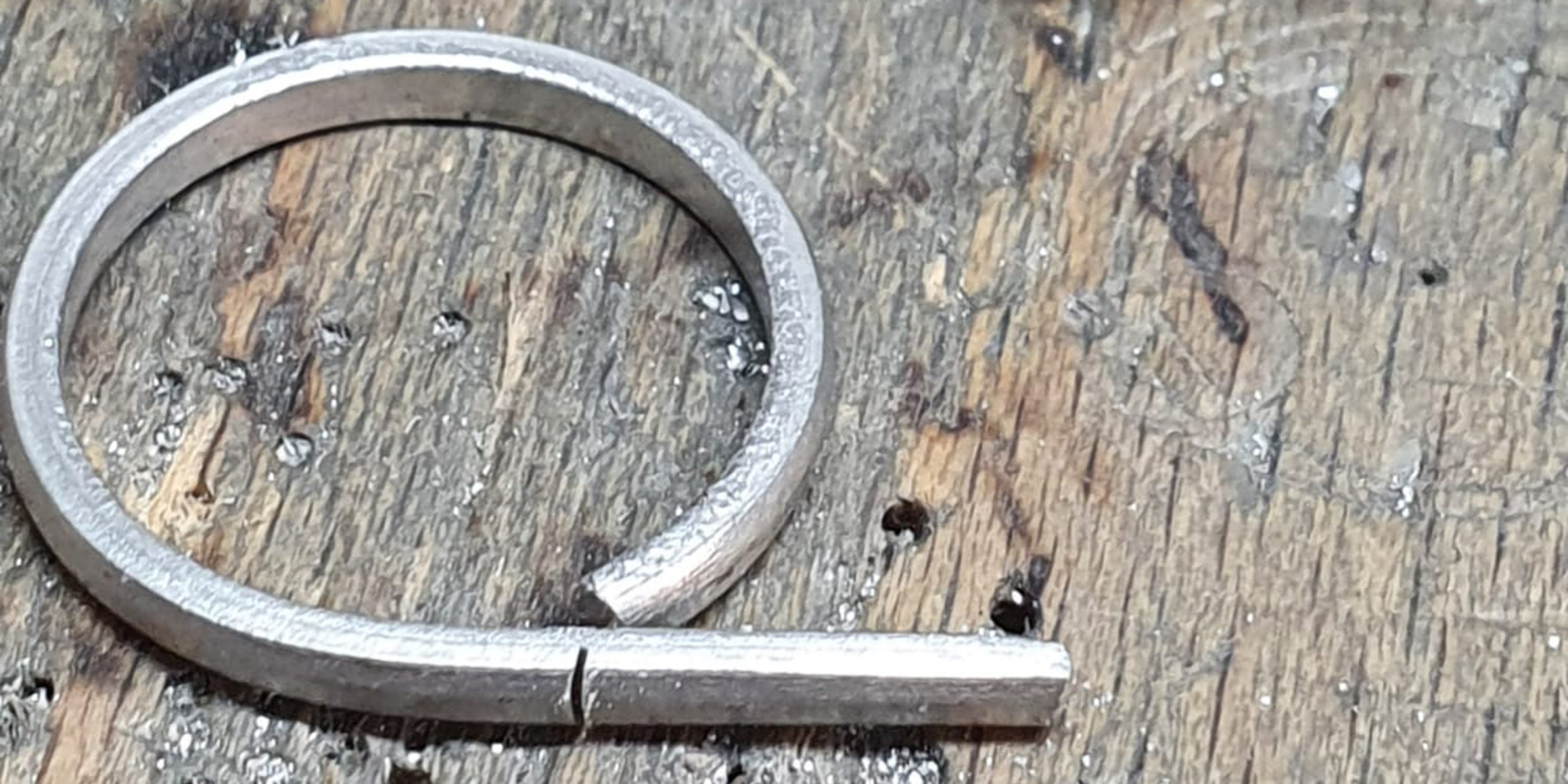 Bending up platinum to make remodelled ring by Amanda Mansell bespoke