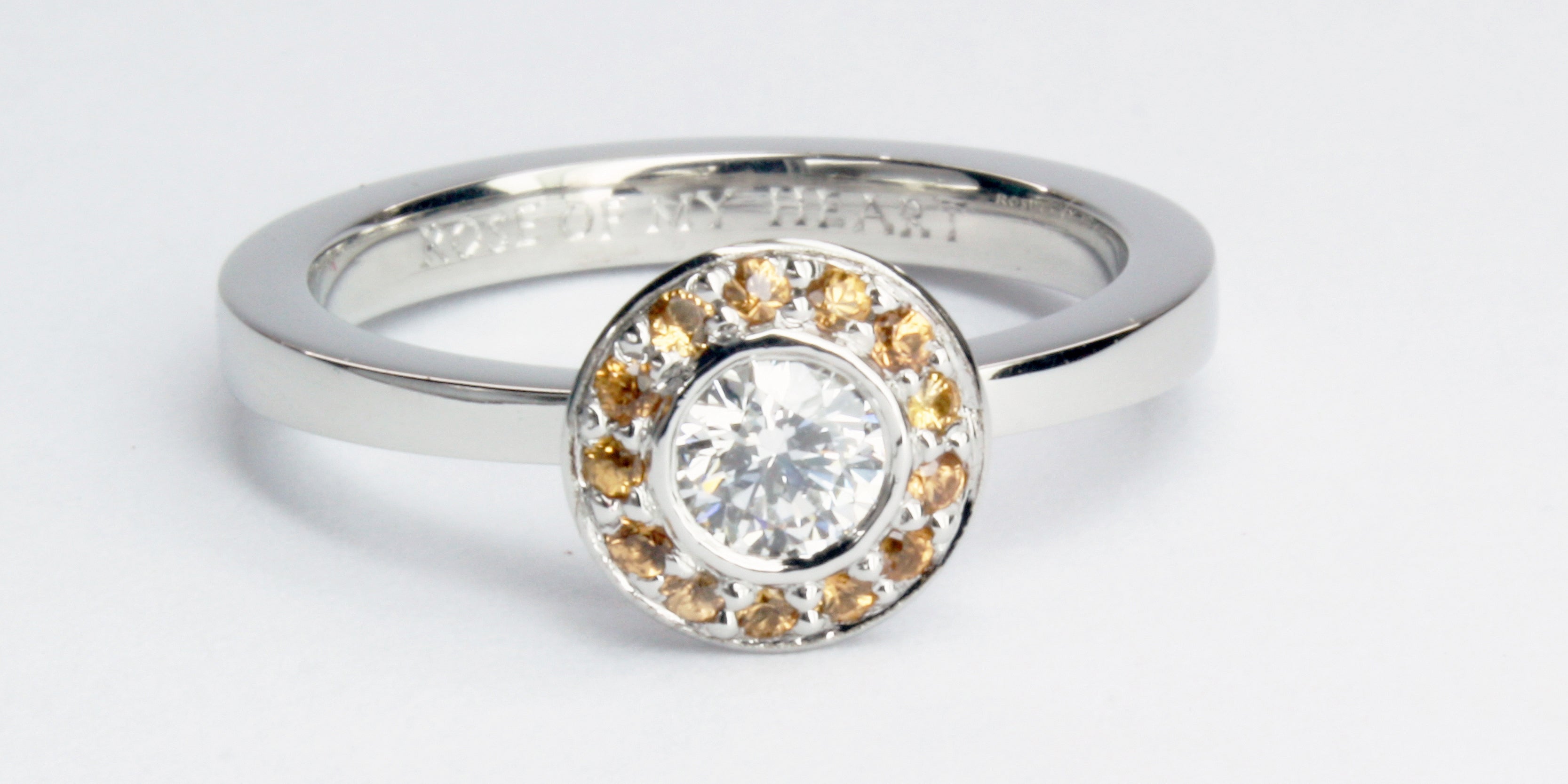 Amanda Mansell platinum diamond sapphire engagement ring