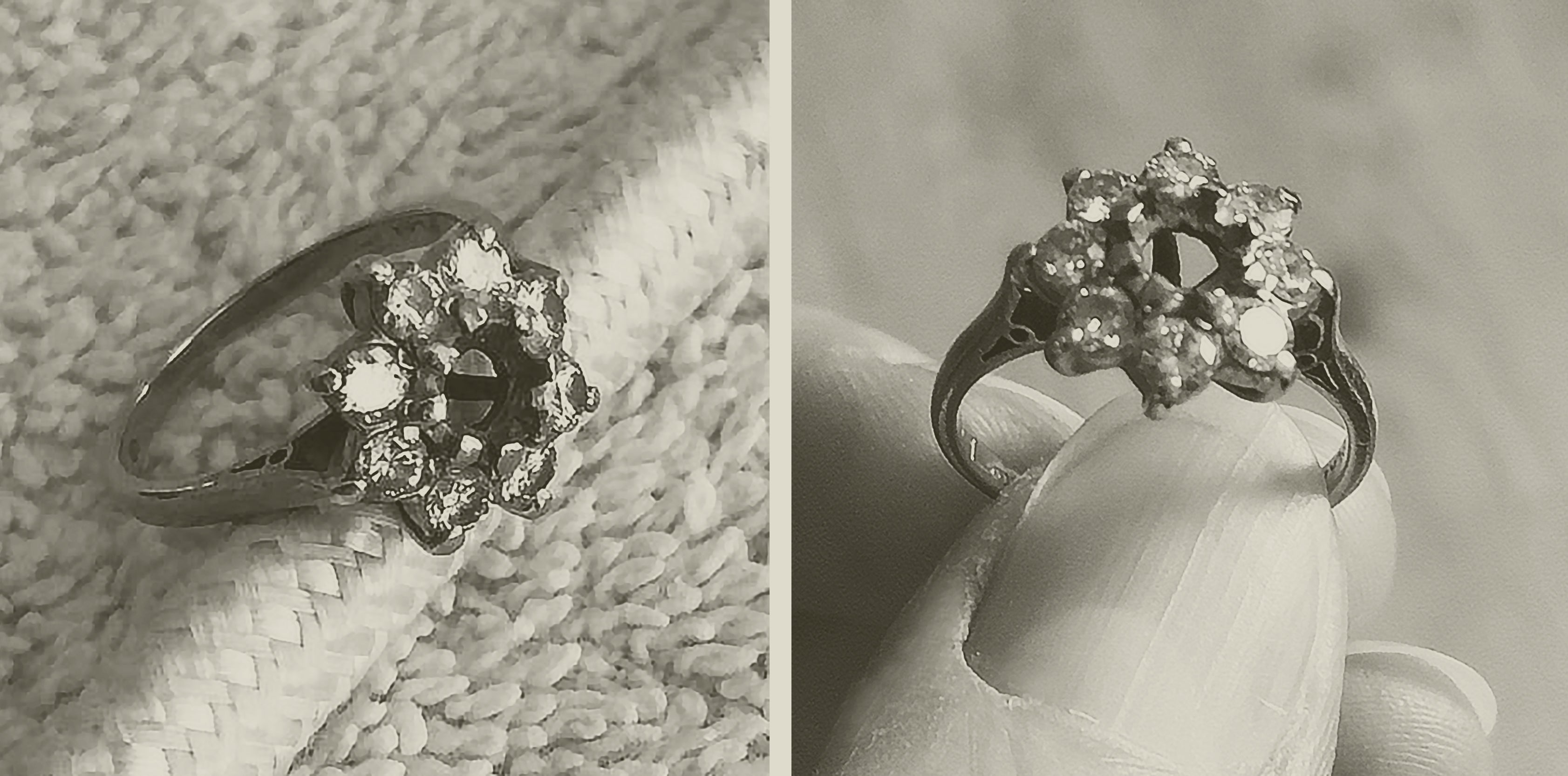 The story so far ~ Rosie's remodeled 'twinkly' ring
