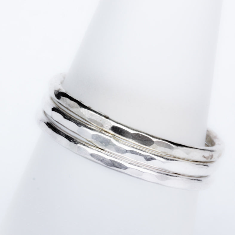 stack ring friendship ring textured bright silver stackit ring