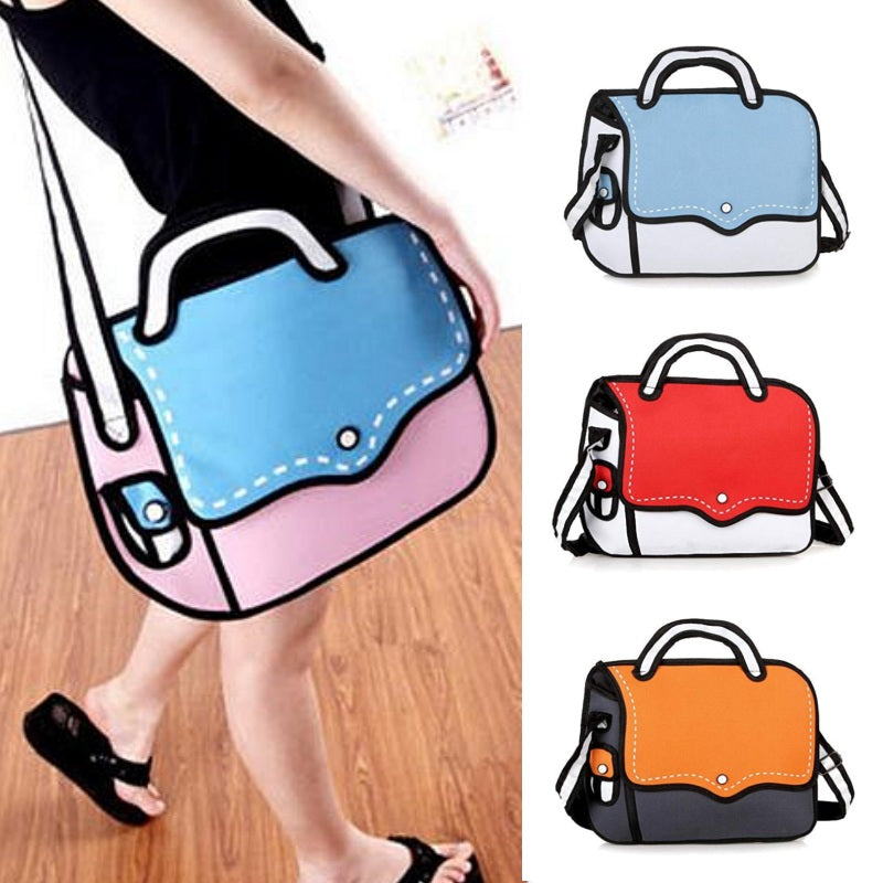 2d cartoon shoulder bag