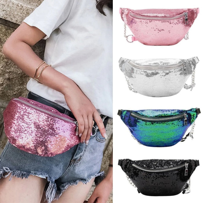 pink sequin fanny pack