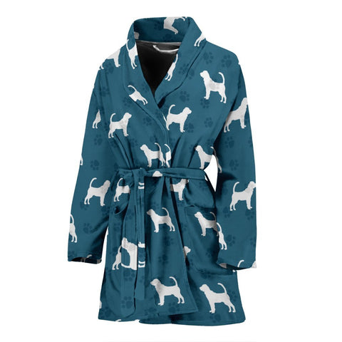 Bloodhound Dog Pattern Print Women's Bath Robe-Free Shipping