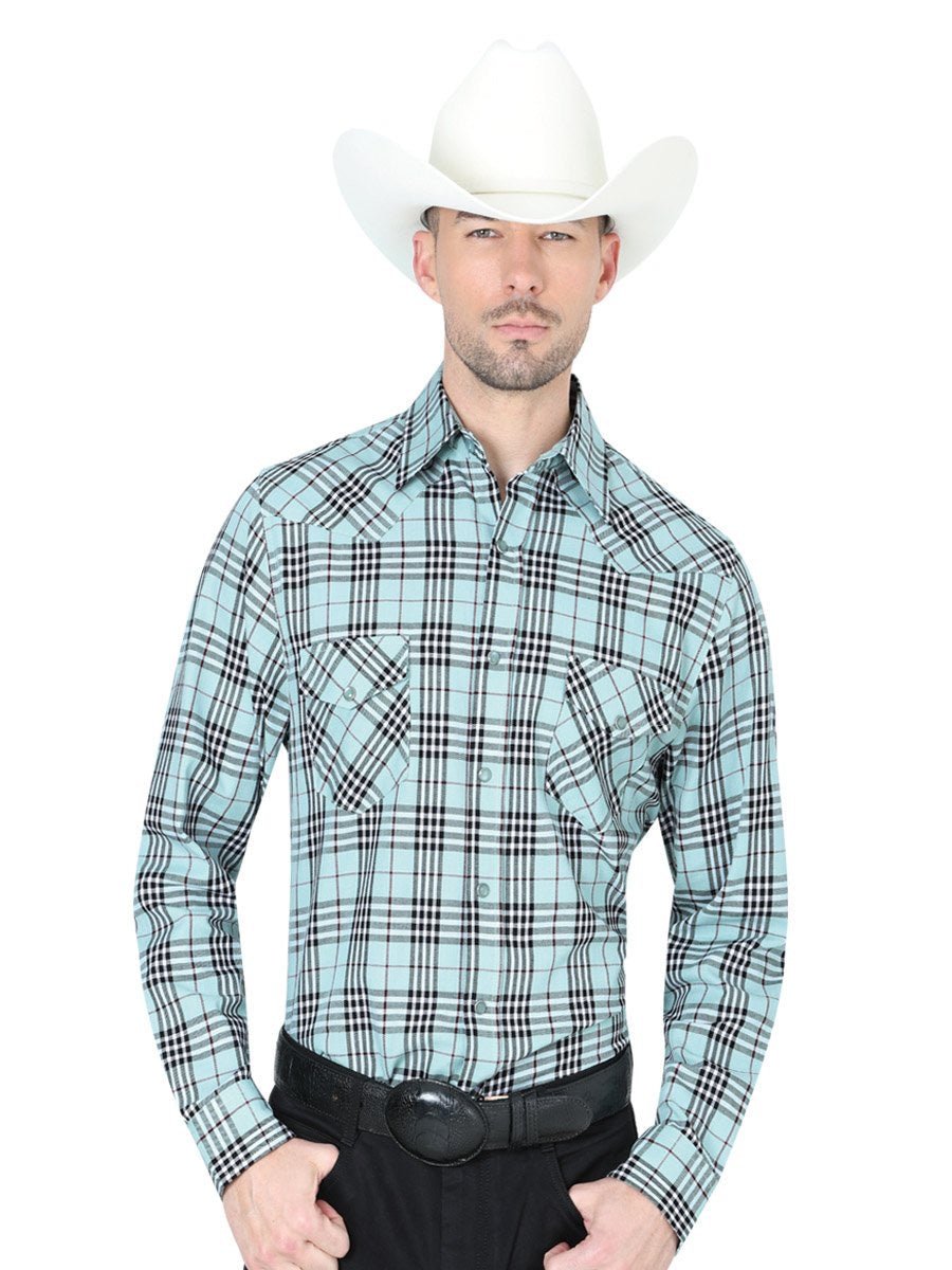 Camisa Casual para Hombre, 100% Algodon 'El Señor los Cielos' * - ID: 42042 GRIS/NEGRO - BELLEZA'S