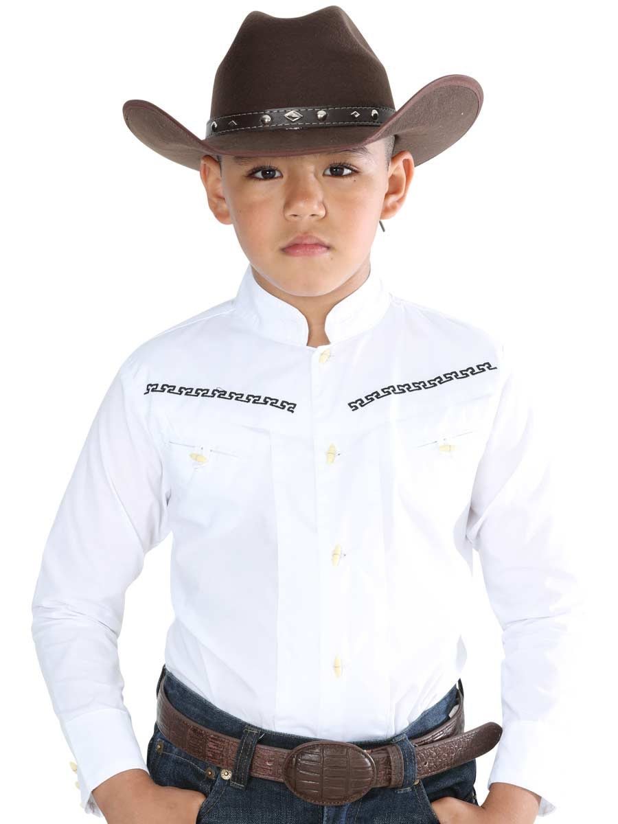 Camisa Vaquera Charra Larga para Niño 'El General' *BLANCO-40359* - BELLEZA'S