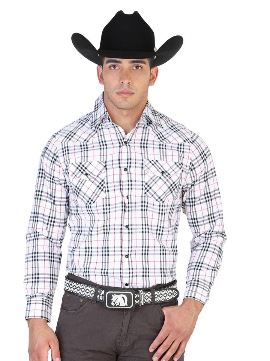 Camisa Vaquera Manga Larga para Hombre, Cotton, 45% Polyester 'El General' * - ID: 42467 BLANCO