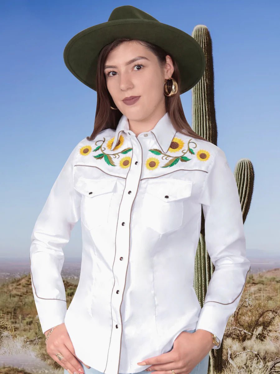 Camisa Vaquera Para Mujer Con Girasoles 'El De Los Cielos' - BELLEZA'S