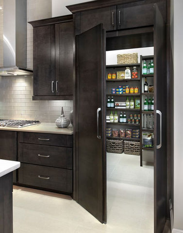 Kemper Cabinets Walk Through Pantry, Chocolate Color, Open