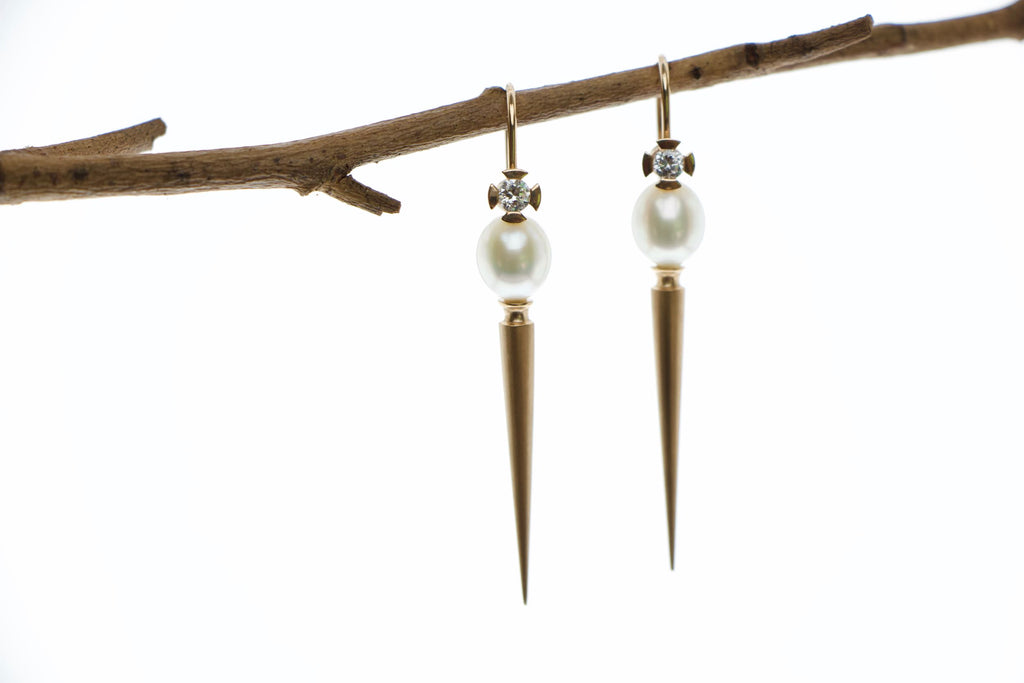 Tamahra Prowse pearl earrings with gold and diamonds