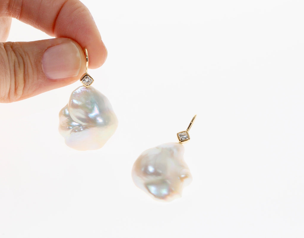 Tamahra Prowse baroque pearl and diamond earrings