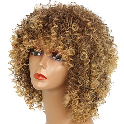 Ombre Honey Blonde Brown Short Curly Wig