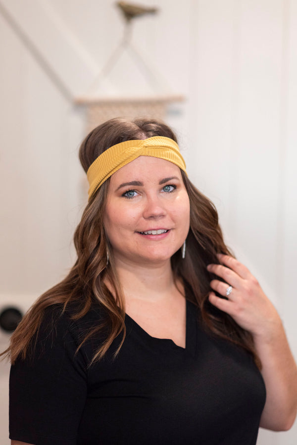 Handmade Knotted Headband in Mustard