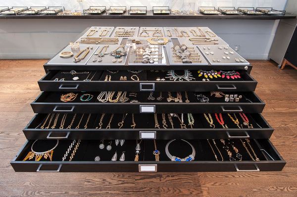 jewelry storage drawers at Lulu Frost