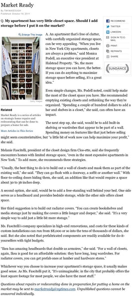 expert closet organizer Melanie Charlton's tips for NYT