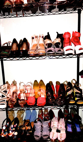 shoe collection on shoe racks