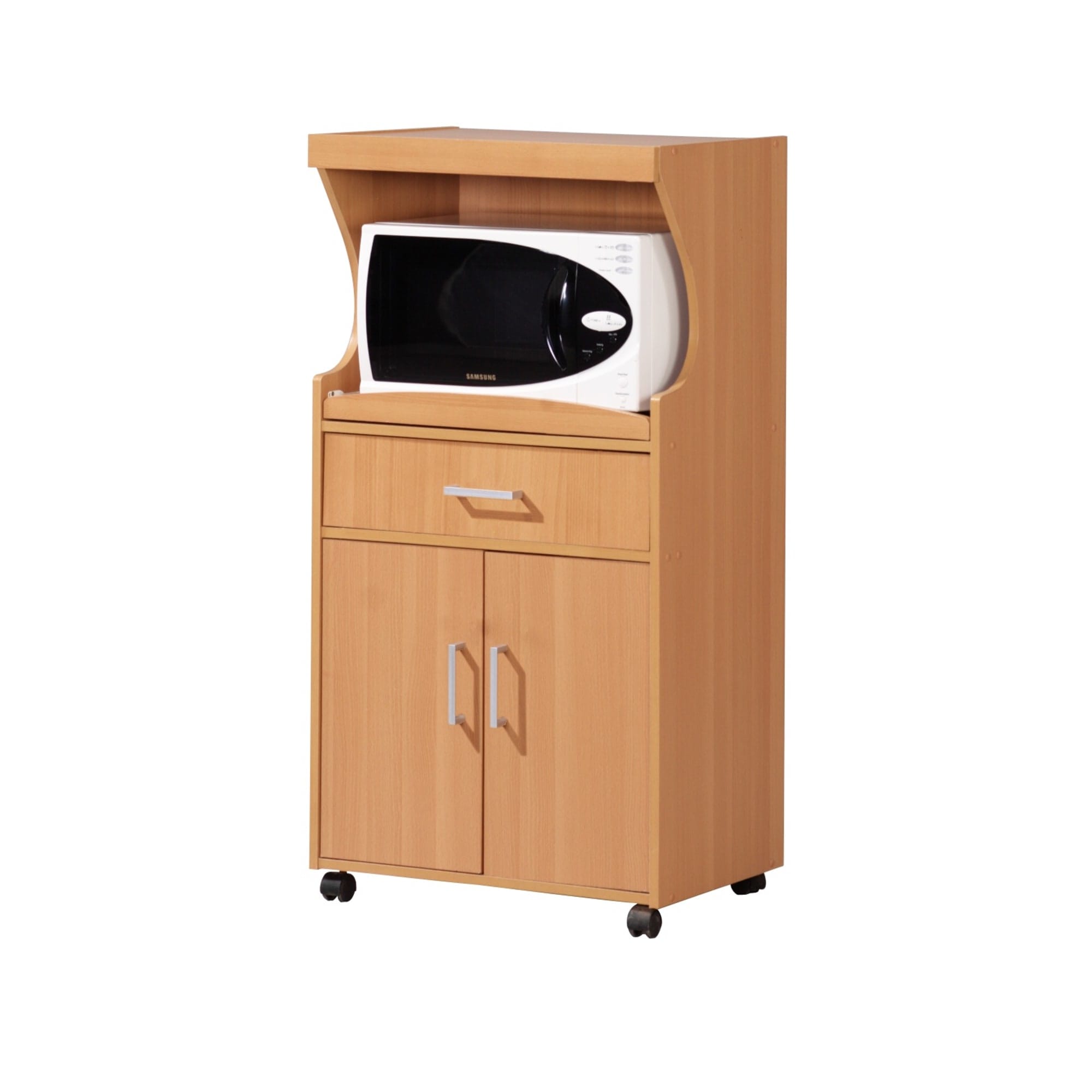 Kitchen Microwave Cart Rolling Wooden Storage Cabinet Shelf Drawer Cupboard 