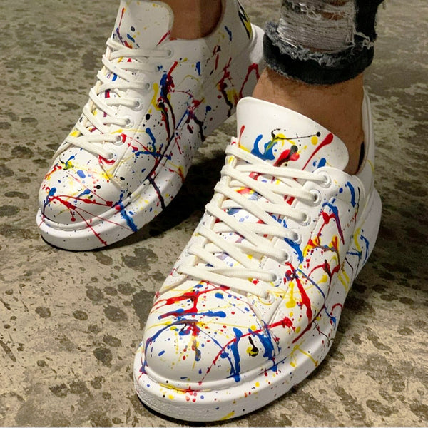 red blue and yellow off white shoes