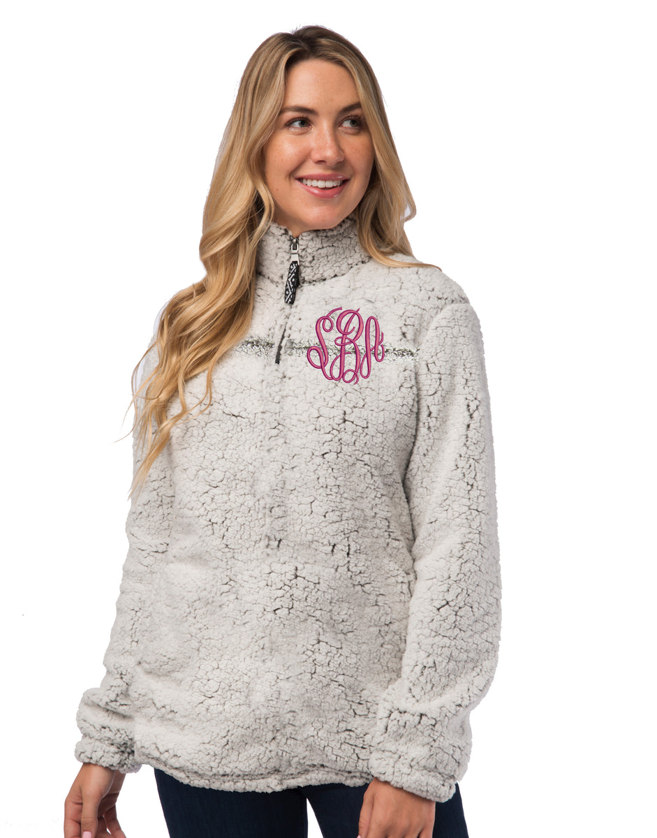 sherpa pullover with initials