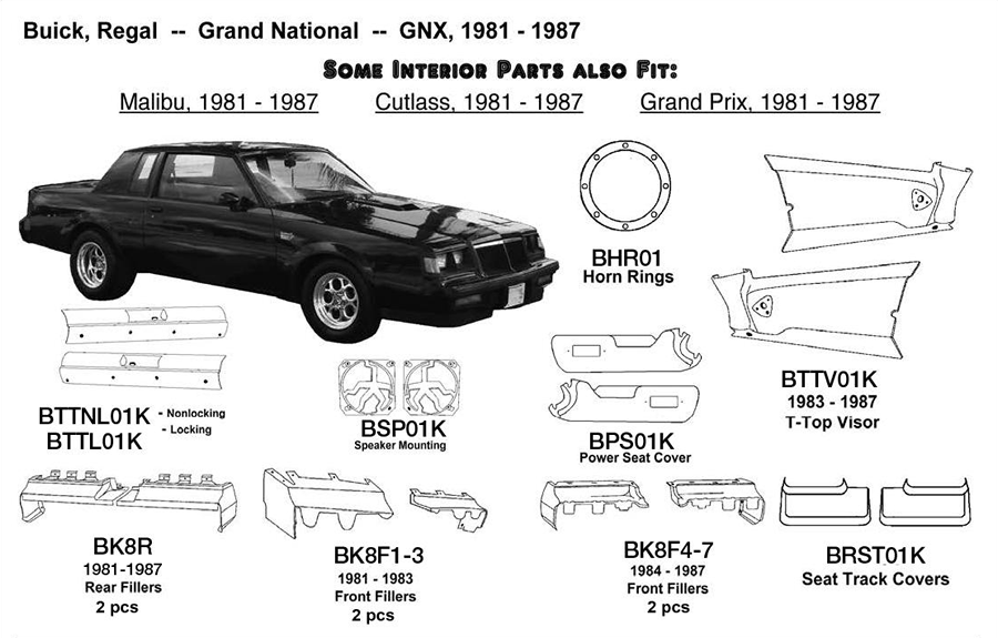 Buick Regal Grand National Gnx Power Seat Track Cover 1981 1982 1983 1984 1985 1986 1987 Bps01k